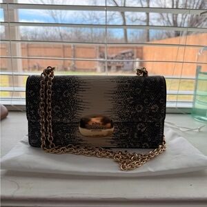 Coach Black and Gold Clutch with Chain